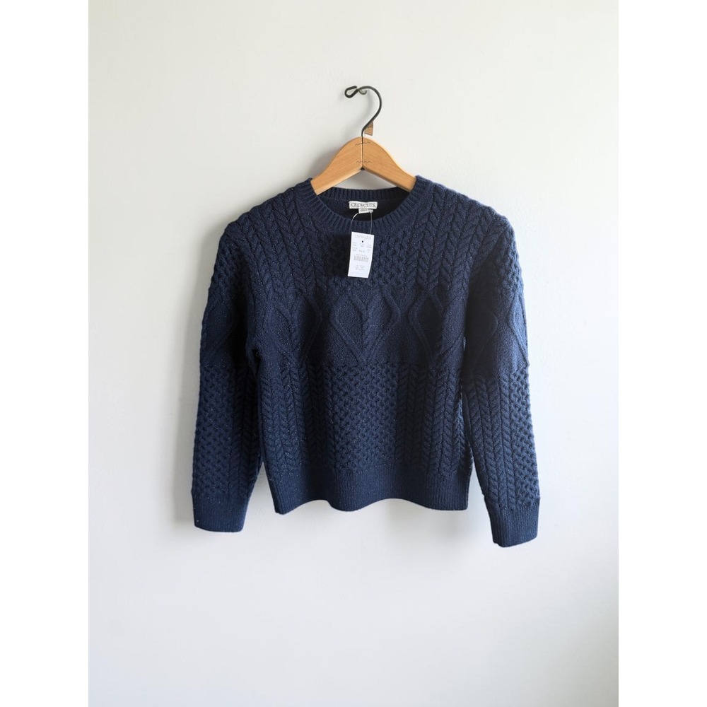 Crewcuts J.Crew Girls Navy Blue Shimmer Cable Knit Sweater Size L 10-12